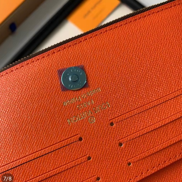 Orange double zipper wallet - Picture 4 of 7